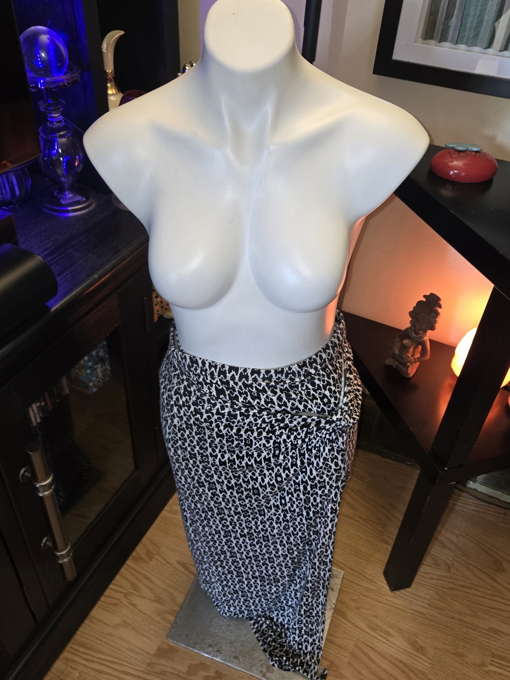 Joe B Black & White Leopard-Print Maxi Skirt